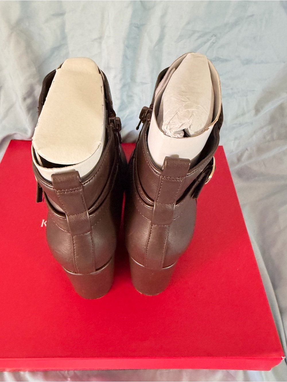 Kelly & Katie Dark Brown Buckle Ankle Heeled Boots